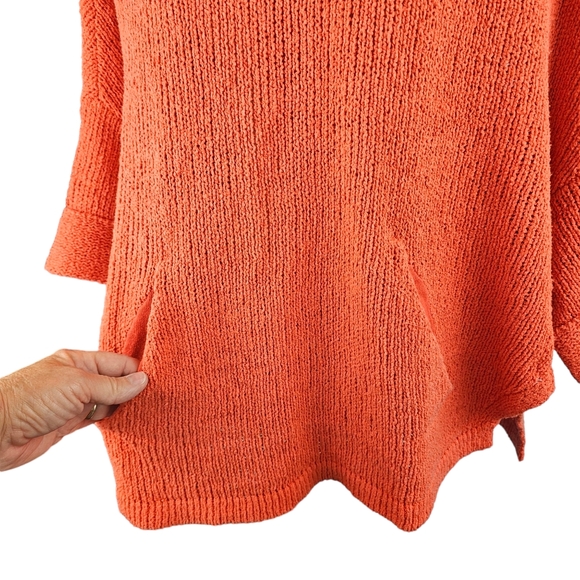 FREE PEOPLE "You Found Me " Orange Oversized Open Weave Dolman Sleeve Top XS - Picture 7 of 12